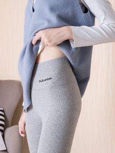 High-Waist Pure Cotton Lightweight Grey Base Trousers for Women New Arrival 2021 Thickened and Fleece-Lined Ideal for Autumn and Winter