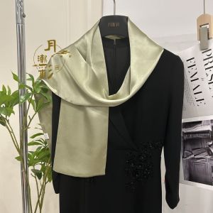 Pure Color Silk Long Scarf 100% Mulberry Silk Satin 150x17cm Lightweight Luxury Summer Thin Style Korean Version Floral Print