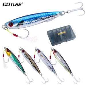 Goture 5pcs/box Metal Jig Fishing Lure 40G 60G Slow Cast Jigging Spoon 3D Eye Artificial Shore Metal Bait VIB Sea Tackle