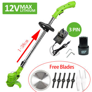 12V Lithium Battery Cordless Grass Trimmer Lawn Mower Electric Lawn Mower Rechargeable Battery Cordless Grass Trimmer Auto Release Grass Cutter Mower Garden Home Trimming Machine