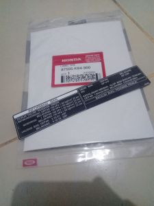 sticker stiker logo label informasi ban label tire crf 150L original honda 87505K84900