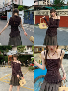 NIHAOKANONG | Bộ Đồ Hè 2 Mảnh Dây Đuôi Nút Không Đối Xứng