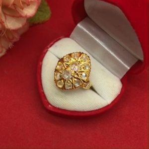 แหวนทองฝังพลอยเพชรซีกโบราณ ทรงมาคี ชุบทอง งานสวย ใส่ได้ทุกโอกาส ใส่ออกงานได้ รูปถ่ายจากสินค้าจริง พร้อมส่ง