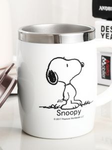 Snoopy 304 Stainless Steel Coffee Cup with Handle for Office Use Home Use Dormitory Use Insulated Thermal Cup Mark Cup