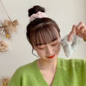GGS ACC200 Ikat Rambut Scrunchie Korea / Kunciran Cepol Rambut Bulu Lembut Motif Polos Aksesoris Fashion Y1838