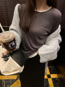 Superniniyy Special Process Color Block Wool Lyocell Long Sleeve Comfortable Skin-friendly Base Shirt T-shirt Korean Style Autumn 2024
