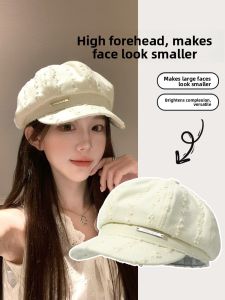 Cgediao | White Retro Octagonal Women Beret Large Circumference