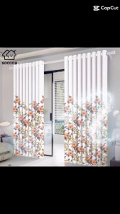 Socone Elegant Digital Printed Black Out Curtain with Rings 7FT Home Decor 2440