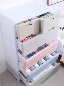 Drawer cabinet Drawer organizer Lockable with Wheels Multi-Layer Rolling Plastic Storage Cabinet Slim Clothes Underwear Toy Organizer for Bedroom Closet Office Home