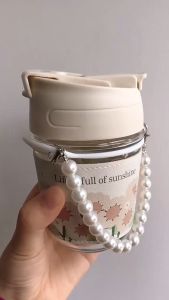 Bình Nước Thủy Tinh Quai Ngọc Cao Cấp 350ml Siêu Đẹp Sang Chảnh Xinh Xắn Tiện Dụng Bền Chắc