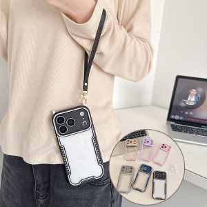 For iPhone 17 Pro Max Air 16 Pro 15 14 12 13 iPhone 11 Case Shockproof Ventilate Case PC+TPU Detachable Wristband Lanyard Strap iPhone Cover