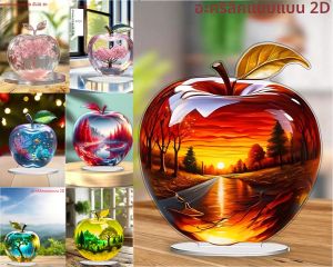 แอปเปิ้ลหลากสีสัน 1 ชิ้น ของตกแต่งโต๊ะทำงานสุดสร้างสรรค์ ของประดับตกแต่งขนาดเล็กสำหรับห้องนั่งเล่นและห้องนอน