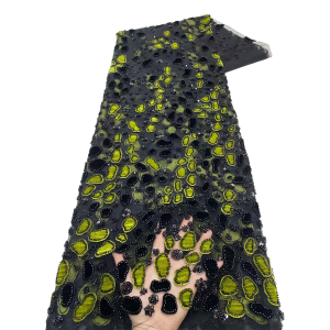 2026 Luxury African Lace Fabric 5 Yards Velvet Lace Beaded Tulle Lace Fabric Embroidered Nigerian Fabric for Wedding Dress Sew