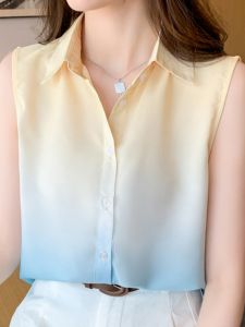Womens Sleeveless Vest Shirt New Summer High-End Shoulder Bared Blouse Layering Base Layer Top Versatile Straight Cut Korean Style