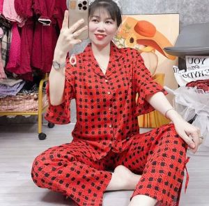 (40-60kg) Đồ bộ piijama nữ lụa Mango TAY LOE (TAY DƠI) QUẦN DÀI chất mềm mịn mát