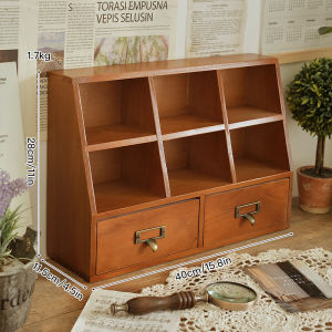 JUXIANYOU | Tổ Chức Bàn Gỗ Vintage cho Mỹ Phẩm và Văn Phòng Phẩm