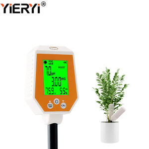 Yieryi Máy đo độ ẩm đất ẩm kế 6 trong 1 dụng cụ kiểm tra độ PH của đất/Temp/ánh sáng mặt trời/độ ẩm không khí/Ec máy đo đất cho vườn bãi cỏ trang trại vườn cây ăn quả rau