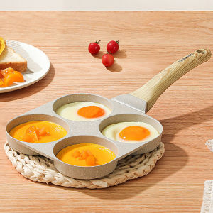 Yo-Fun Non Stick Frying Pan 4 hole Omelet Egg hamburger Japanese Style PFOA Free multi-function Cookware Kawali Cooking Home Breakfast Pan Small Pancake Pan Suitable for gas stove