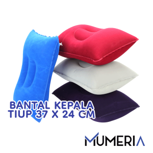 Bantal Angin Tiup 37 x 24 cm Indoor Outdoor Inflatable PVC Portable Travel Pillow Penahan Kepala Leher Nyaman Anti Pegal Nyaman Empuk High Rest Murah Bagus