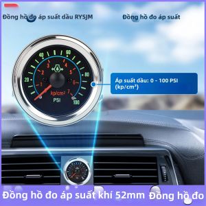 RYSJM | Đồng Hồ Đo Áp Suất Không Khí 52mm 2 Inch 100psi Kp/cm2 12V Đồng Hồ Đo Cơ Khí Ô Tô Với Cảm Biến NPT1/8 Để Giám Sát Áp Suất Tăng Áp Cho Ô Tô