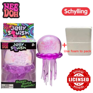 Schylling Nee Doh Jellyfish & Cube Squish Toy Soft Jelly Squeeze Stress Relief Fidget Toy Sensory NeeDoh for Kids & Adults