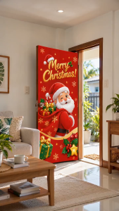 Christmas Door Cover Door Decor Full Door Durable Elastic Cover Wrap Entrance Porch/Garden Doors