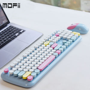 FANTASY MOFII GEEZER Zero Cute Fashion 2.4G Wireless Keyboard and Mouse Combo USB Receiver Exquisite and Compact Gaming Keyboard with Kitty Cat Mouse Home Office Lovely Comfortable Keyboard Mouse Set Plug and Play For PC Laptop Computer GIFT