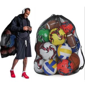 Extra Large Drawstring Mesh Shoulder Bag Football Basketball Backpack Soccer Durable Net Storage Bags Travel Toy Ball Sports Bag
