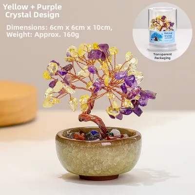YINXIANGKONGJIAN | Good Fortune Cat Crystal Tree Decorative Figurine