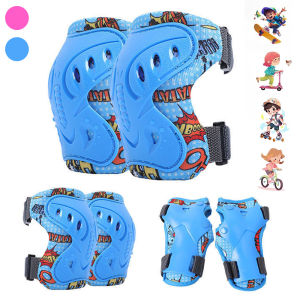 6Pcs Kids 3-12 Years Knee Elbow Pads Guards Protective Gear for Roller Skates Cycling BMX Bike Skateboard Inline Scooter Riding