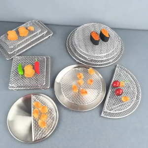 Tempura Frying Net Stainless Steel Japanese Style Barbecue Net Kitchen Equipment Durable Semi -circular/Round Oil Draining Rack Air Fryer
