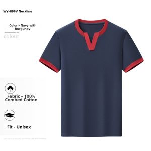 Custom Summer Work T-shirts V-neck Short Sleeve