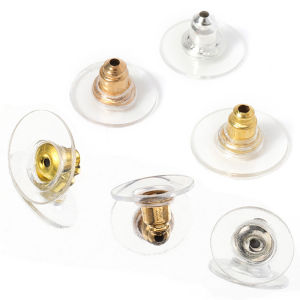 100pcs 6mm Silicon Earring Back Stoppers Gold Color Ear Stud Post Plugs for DIY Jewelry Making Earrings Component Findings