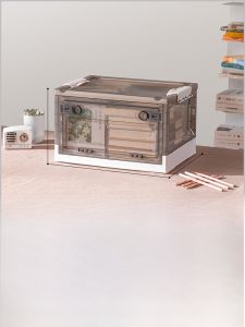 Foldable Transparent Side-Opening Book Storage Box Student Book Organizer Box Star Premium Plastic Storage Box for Bedroom And Study