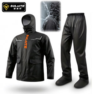 SULAITE Motorcycle Raincoat Set Waterproof Lightweight Packable Outdoor Camping Hiking Travel Rain Suit