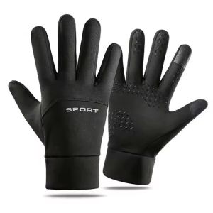 Windproof and Waterproof Outdoor Gloves Touch Screen Thumb and Index Finger Fingertips Warm Gloves for Running Cycling