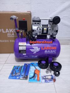 LAKONI 25Liter BASIC550MLS Kompresor Silent oiles +Selang+Airduster+Inflator