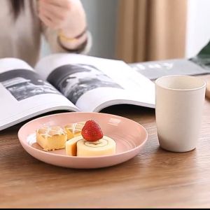 Piring Serat Gandum Gaya Jepang /Bahan Eco-Friendly / 20 /25 cm Round Plate Piring Saji