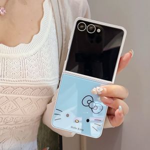 Sanrio | Sanrio Hello Kitty Emoji Cute Cartoon Phone Case for Samsung Z Flip 7 Z Flip 6 Z Flip 5 Glass Shockproof Protection Cover