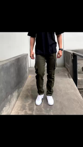 Steigen Celana Cargo Panjang Twill Green Army / Long Cargo Pria