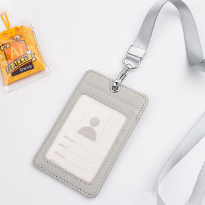 High-End Leather ID Card Holder Lanyard Access Control Easy Release Clip Chest Card for Work Pass Student Meal Card Neck Strap