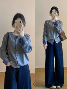 HUOLISI | Stylish Checkered Single Button Knit Sweater
