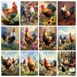 BILIBILI | Oil Painting By Numbers Farm Rooster Pattern DIY Number Drawing Canvas Pictures By Numbers Home Decor Large Size