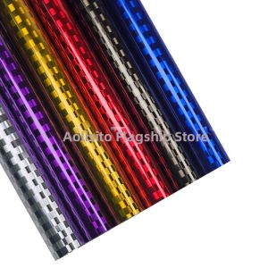 OLLIESTO | PET High Gloss Chrome Forged Square Pattern Carbon Fiber Black Red Gold Interior Wrapping Film