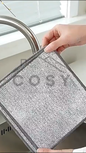 COSY Kain Pembersih Kawat Baja Rumah Tangga Kain Serbet Jaring Dua Sisi Kain Serbet Kuat Menggosok Panci dan Wajan