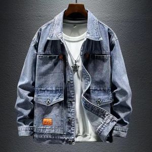 Áo Khoác Denim Chống Mài Mòn Cho Nam Mùa Xuân Thu Ngoài Trời Thường Ngày Cỡ Lớn Quần Áo Bảo Hộ Lao Động Áo Khoác Nút Áo Dài Tay