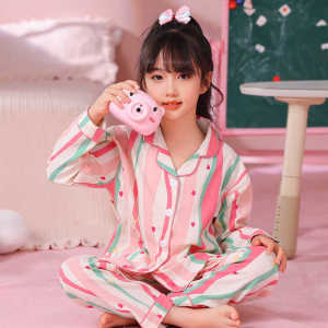 Kids Pajamas Girl Cloud Cotton Spring and Autumn Thin Long Sleeves Cute Girls Autumn Clothing Childrens Parent-Child Homewear Clothes