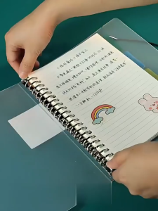Notebook A5/B5 Loose Leaf 60 Sheets Binder Refillable Metal Clip Binder Protector Translucent Detachable Notebook Ring Binder
