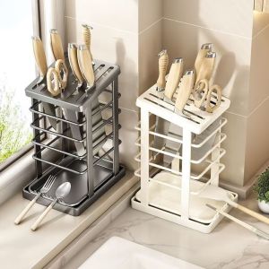 304 Stainless Steel Knife Holder Storage Rack Household Kitchen Multi-Function for Storing Vegetables Knives Holder