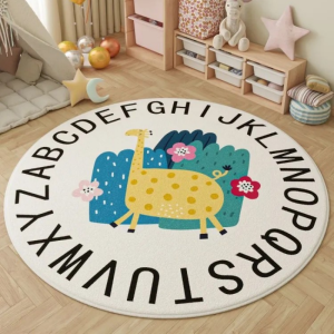 VIKAMA Childrens Round Play Carpet Soft Non-Slip Bedroom Play Room Floor Mat Cartoon Nursery Carpet Home Decoration